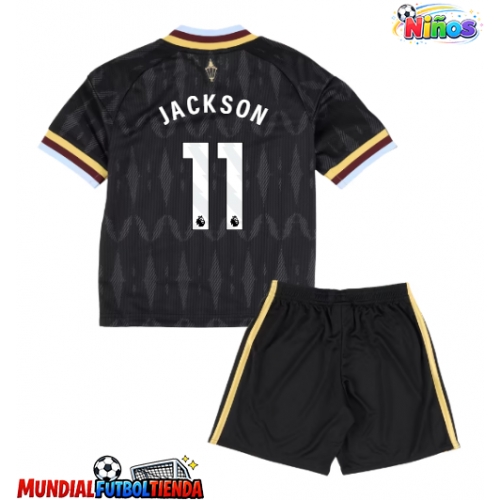 Camiseta Aston Villa Nicolas Jackson #11 Segunda Equipación Replica 2026-27 para niños mangas cortas (+ Pantalones cortos)